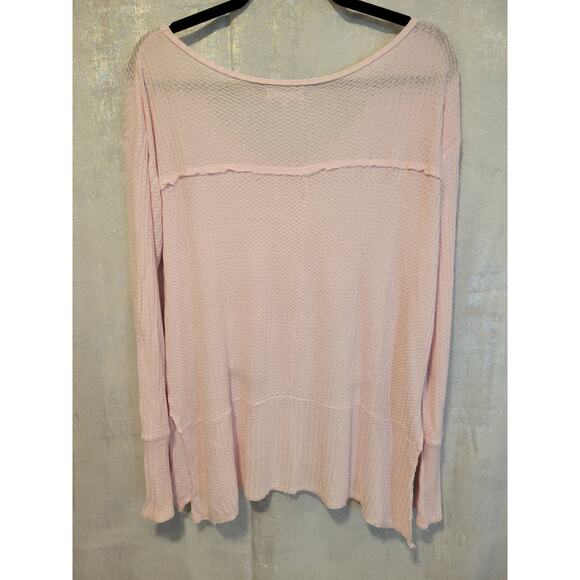 Grayson Threads Women‎ L Baby Pink Waffle Thermal Sleepwear LSleeve Shirt Comfy - Picture 2 of 6